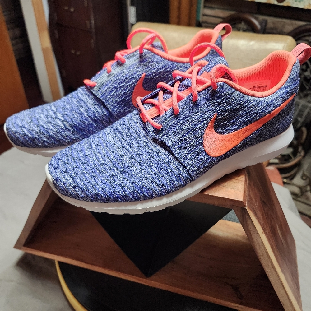 Nike Flyknit Rosherun Persian Violet / Hot Lava Mens Size 10.5 - Picture 14 of 15